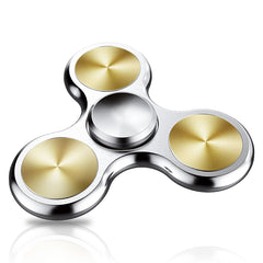ATESSON fidget spinner, silver top view, promotes focus during study sessions.