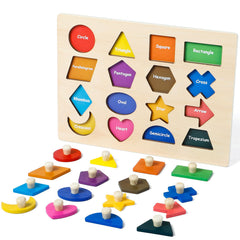Attmu shape puzzle board with colorful pegs for shape recognition and fine motor play