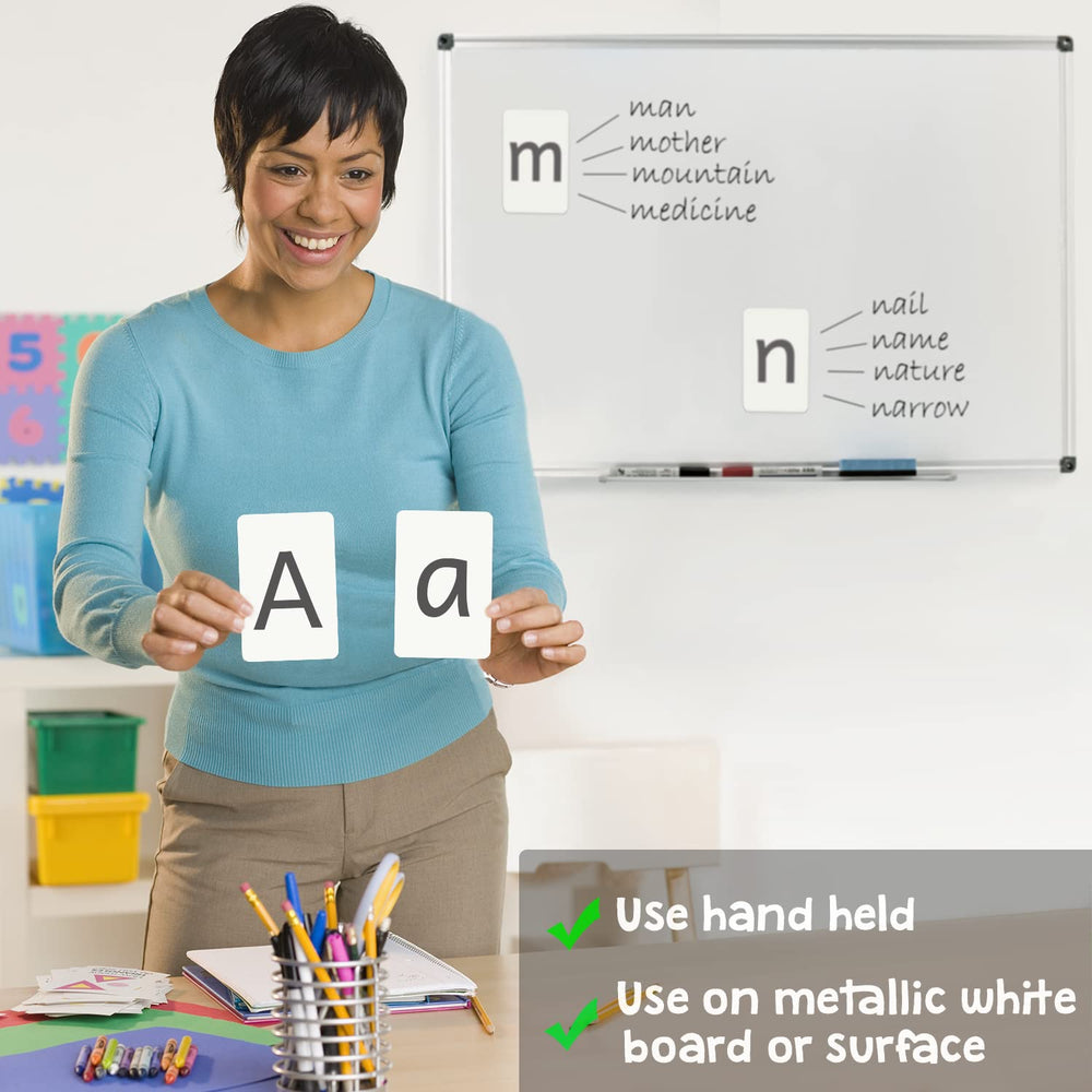 Durable magnetic vinyl flash cards ideal for walls and boards in classrooms.