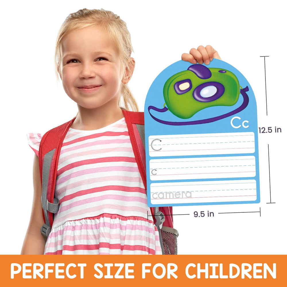 Auchq Alphabet Writing Cards feature baseline lines to guide consistent letter sizing