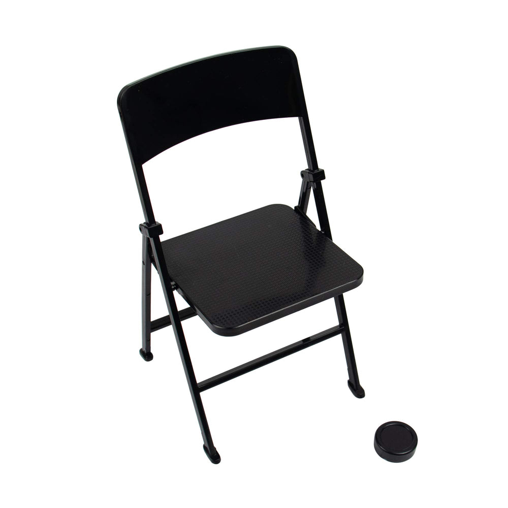 AUEAR 12in mini foldable chair in black, side view for dollhouse scenes