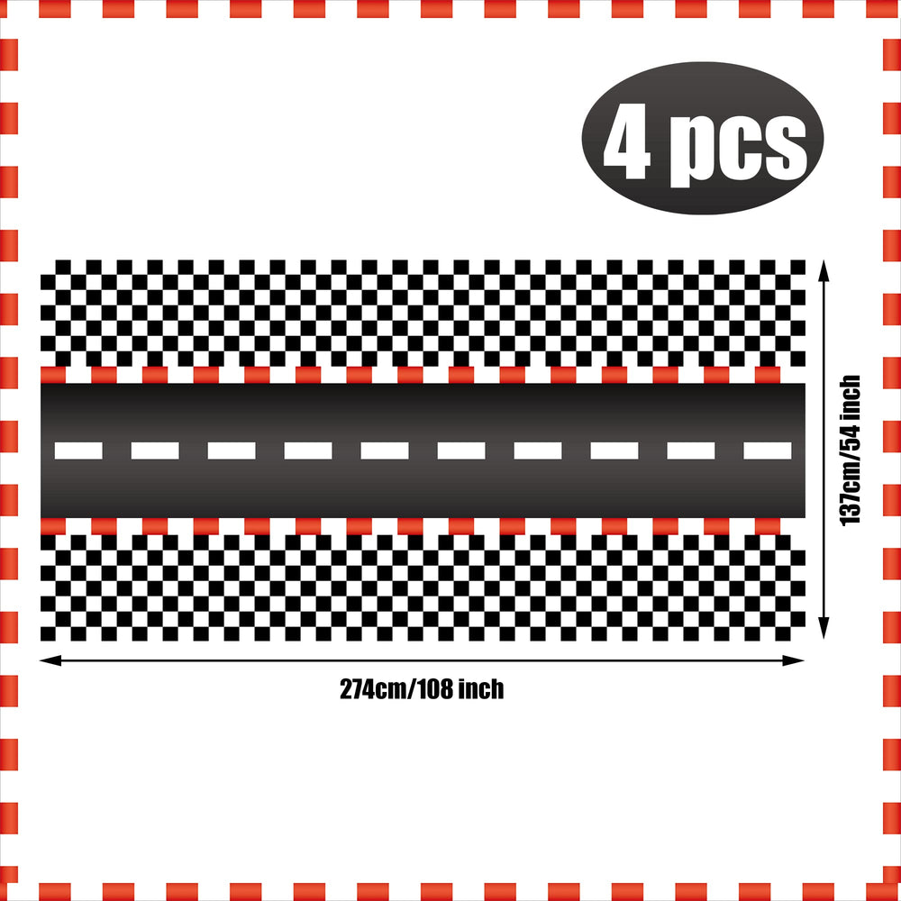 Augisteen black checkered flag pattern tablecloth protects surfaces while creating stylish party vibes
