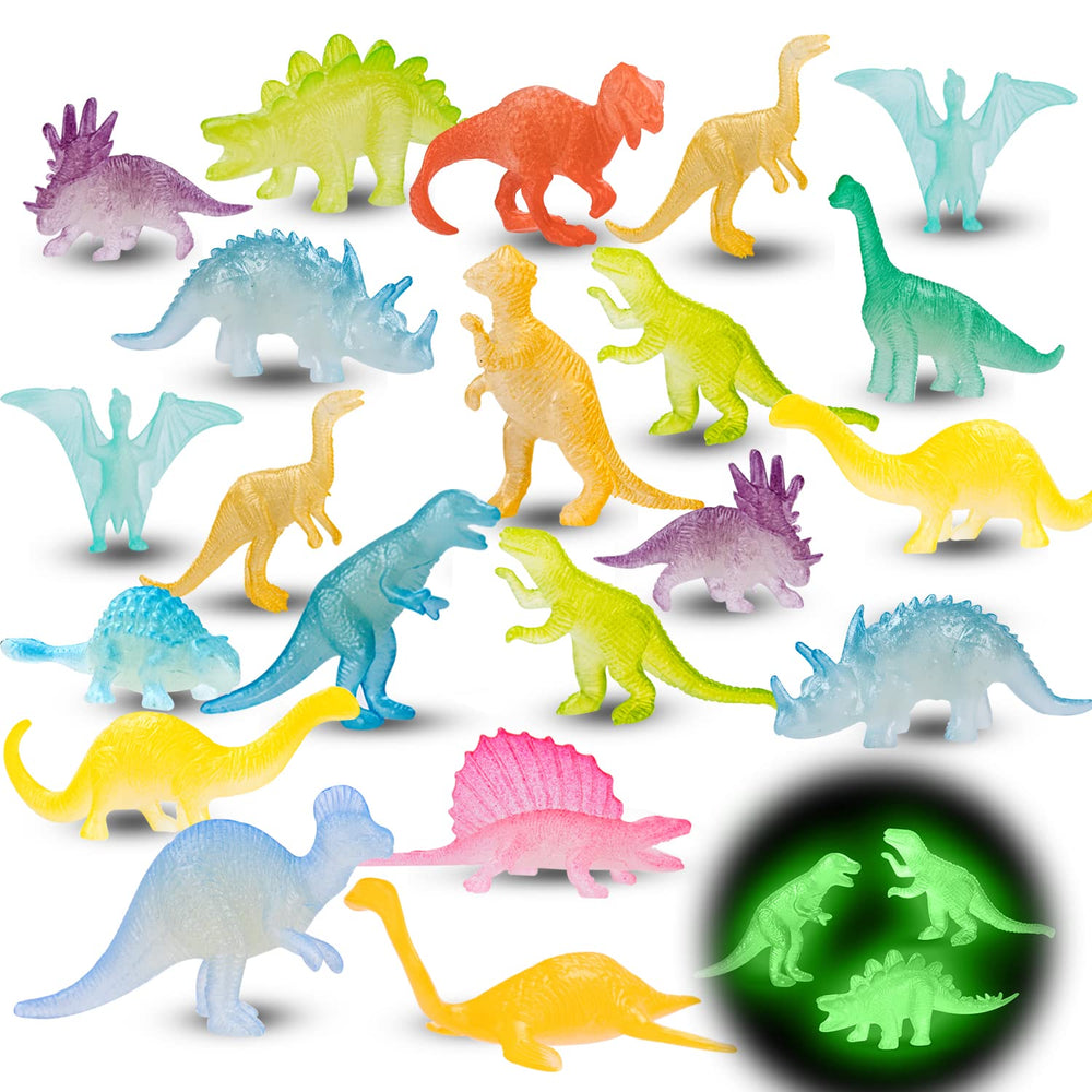 AugToy 48pcs glow-dinosaurs collection glows brightly for party favors and imaginative play.