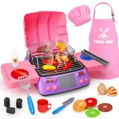 AugToy kids BBQ grill playset with apron hat for imaginative outdoor cooking play