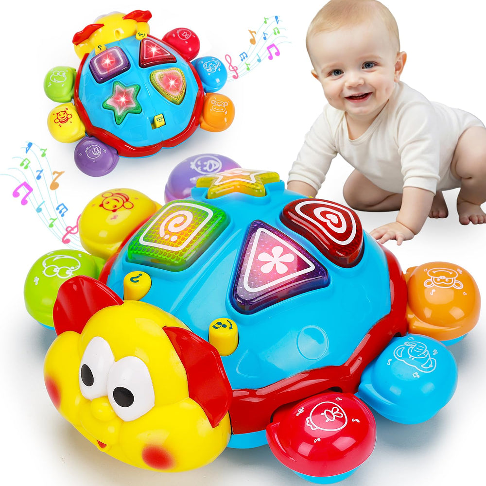 AugToy ladybug crawling toy invites baby to crawl and explore movement