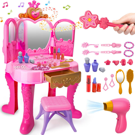 AugToy toddler vanity table with mirror for pretend play and skills development.