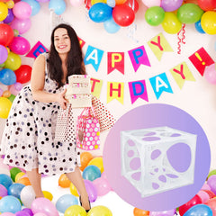 Auihiay decoration-ready setup featuring balloon sizer box on the table.