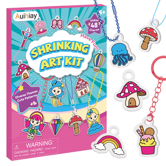Auihiay DIY Shrinking Art Kit unicorn charms β whimsical backpack decor and safe crafting