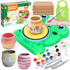 Aujazyble pottery wheel for kids in action, beginner-friendly crafting setup.