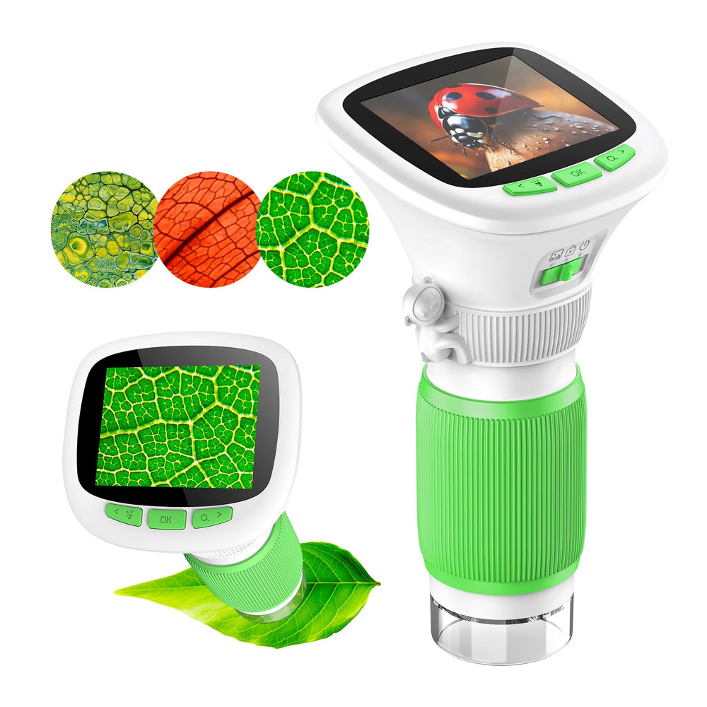 AUKCLAX microscope front view showing kid-friendly design for exploratory science.