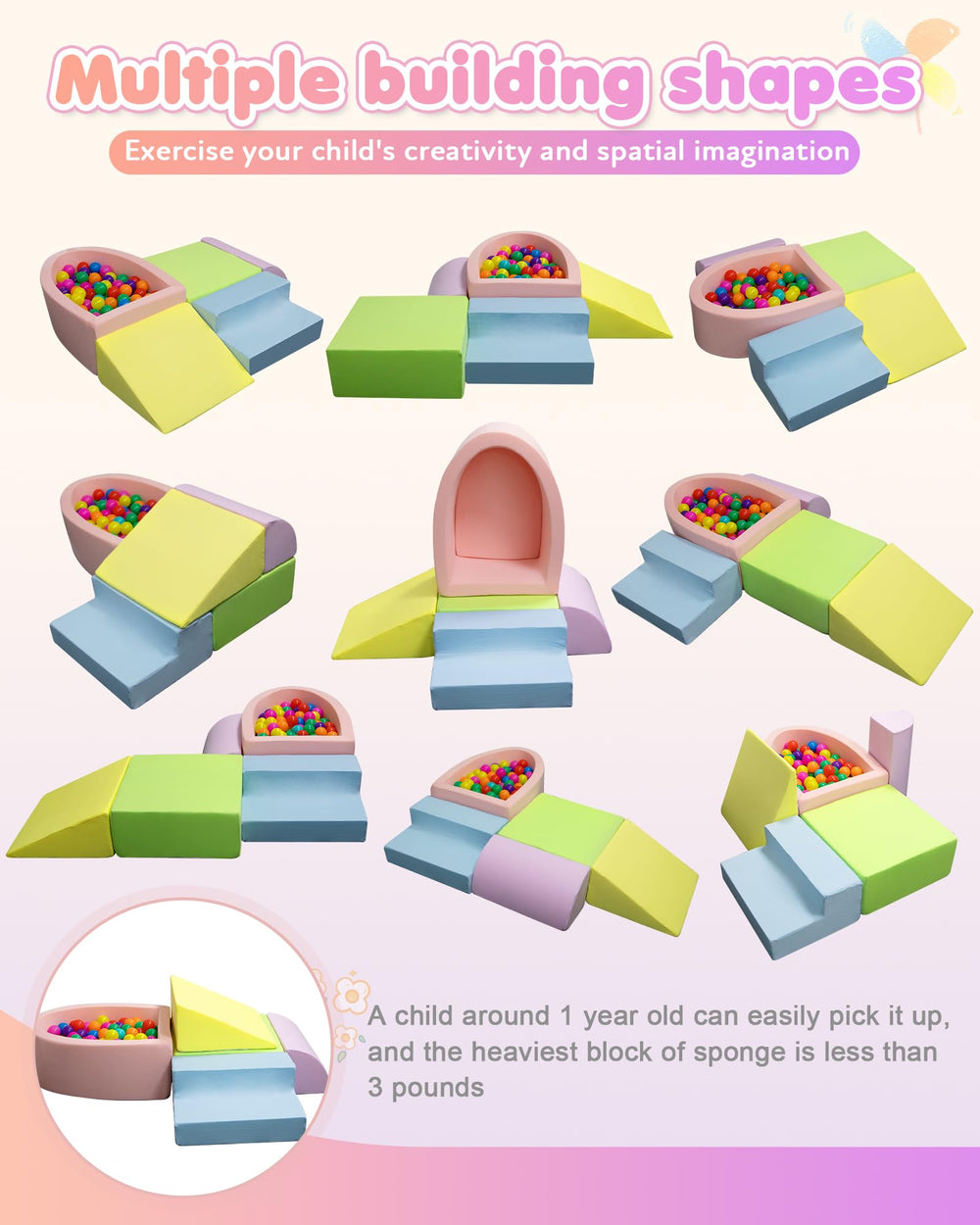 Auksay anti-slip base and Velcro connectors keep blocks secure during play