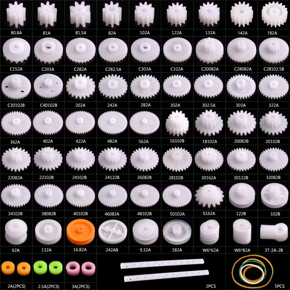 AUKUYEE plastic gear set 75pcs package, ideal for education and rapid prototyping.