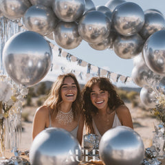 AULE 12-inch chrome balloons for elegant wedding or birthday decor.