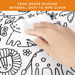 AULEGE giraffe pattern on placemat encouraging creative play during meals