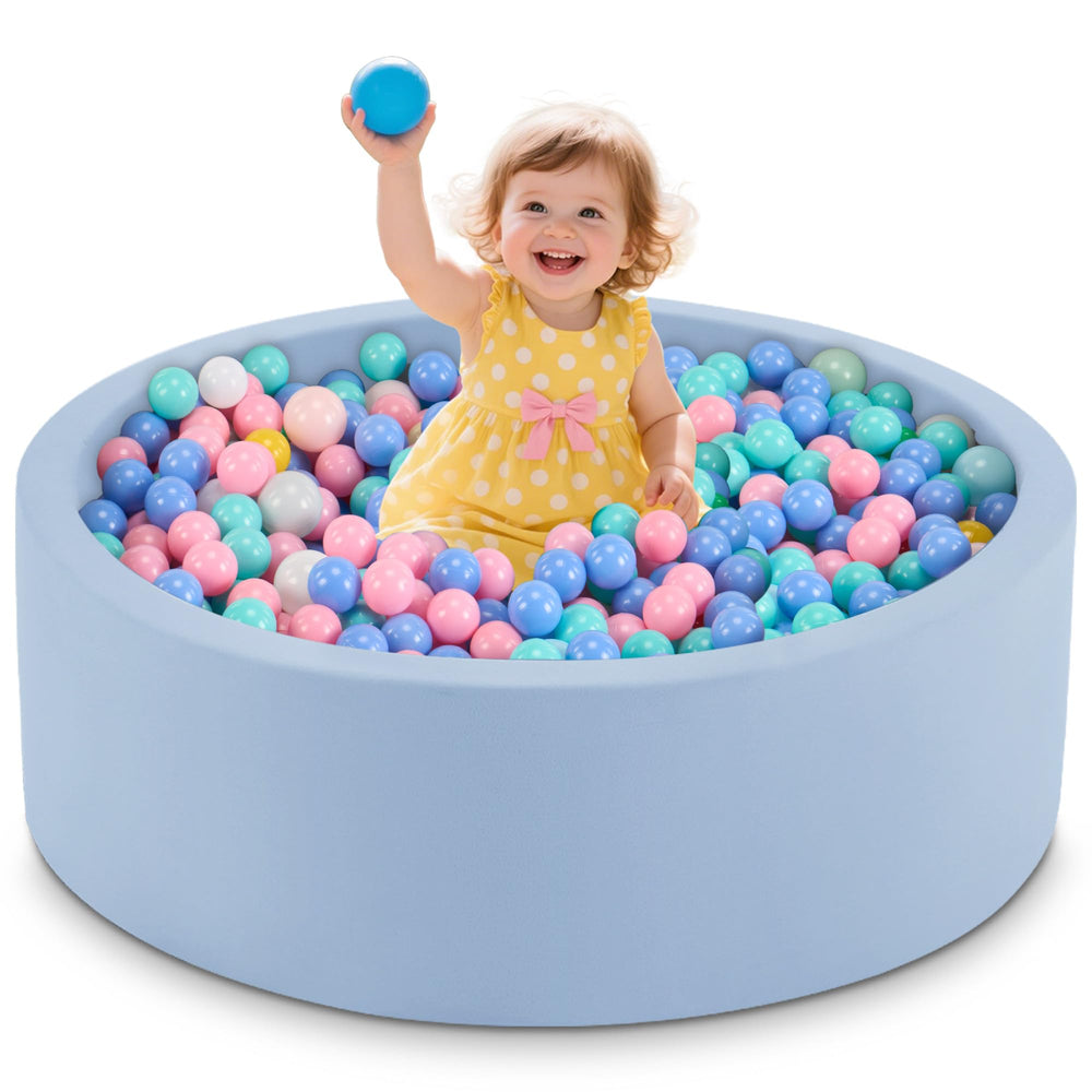 Aunekiv ball pit round lightblue showing a spacious safe play area for toddlers