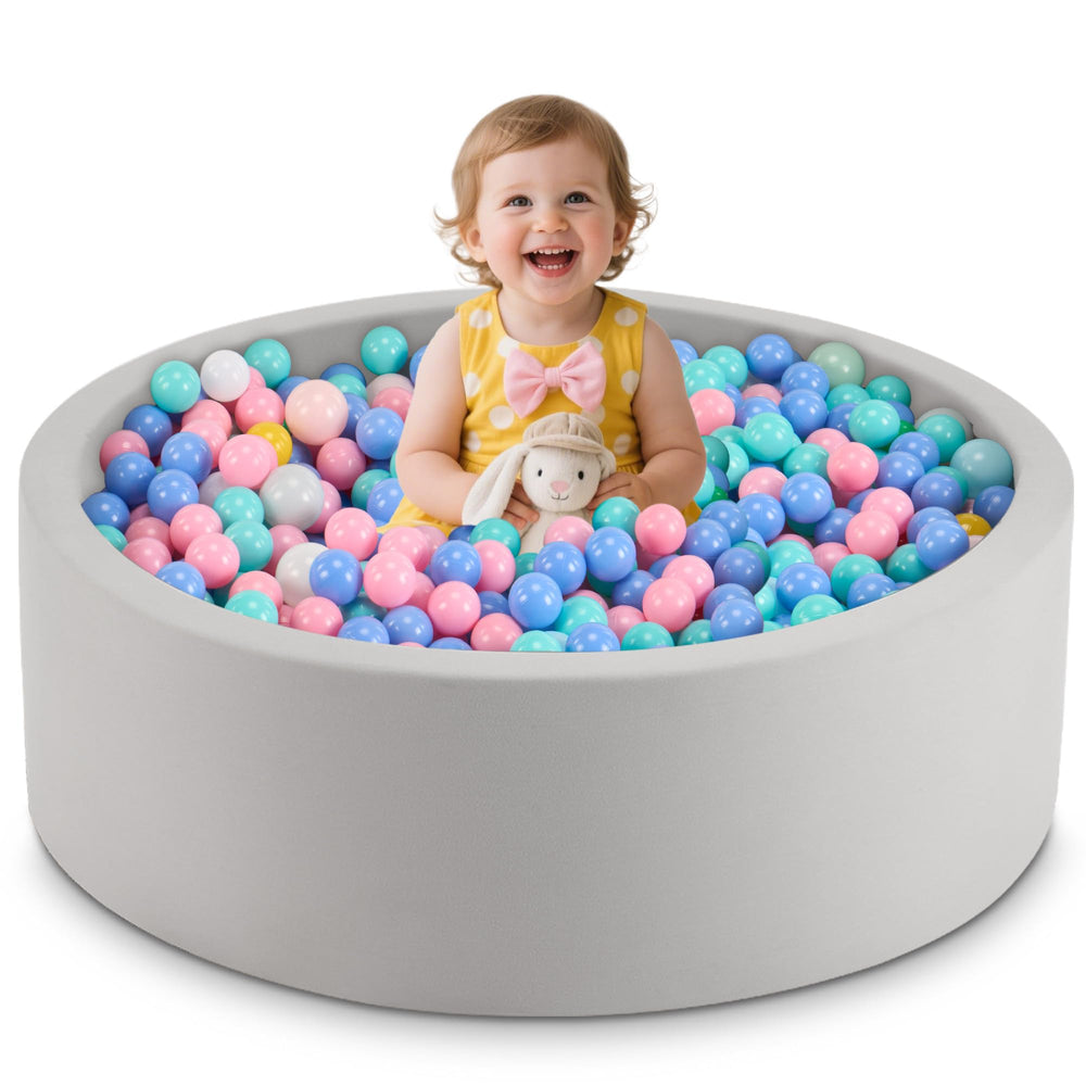 Aunekiv baby ball pit round outer view shows safe play space for toddlers.