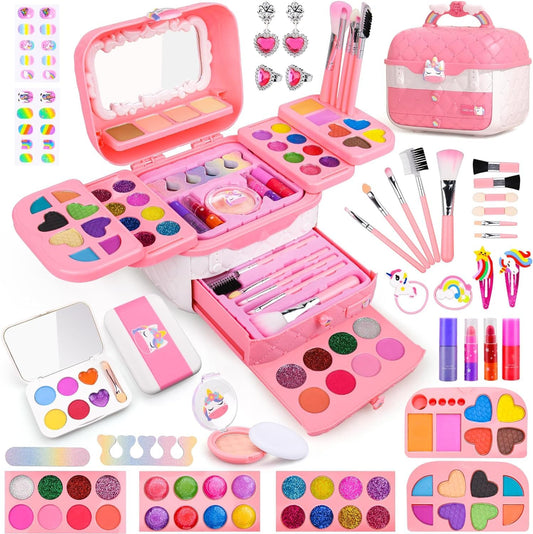 Auney unicorn makeup kit case with mirror for portable play