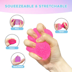 AuraGlaze squishy fidget close-up pink, soft silicone texture for sensory play.