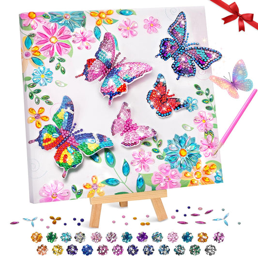 AuraKoi butterfly 3D diamond art kit creates a lifelike fluttering effect for kids crafts.