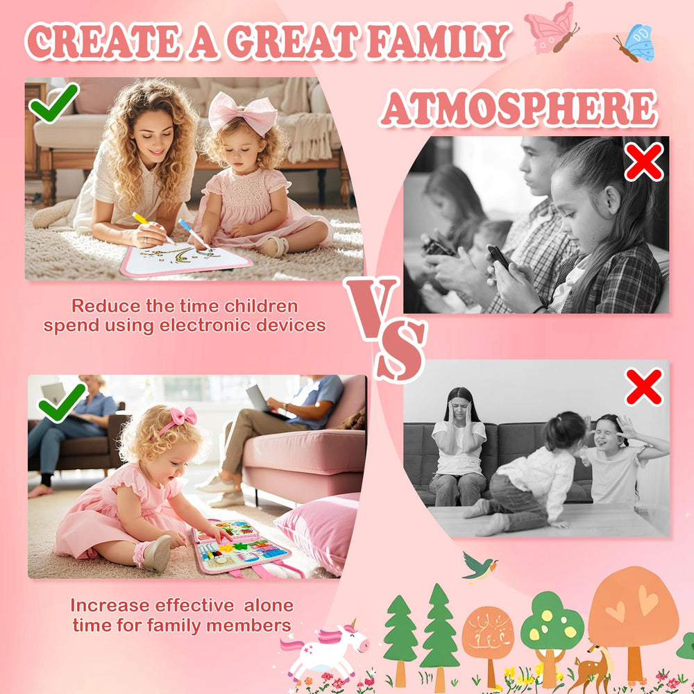 Aurasys Busy Board pink, gift-ready for girls, making learning a delightful birthday surprise.