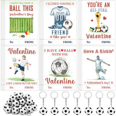 Aurelema valentines soccer cards 36-pack for classroom exchanges