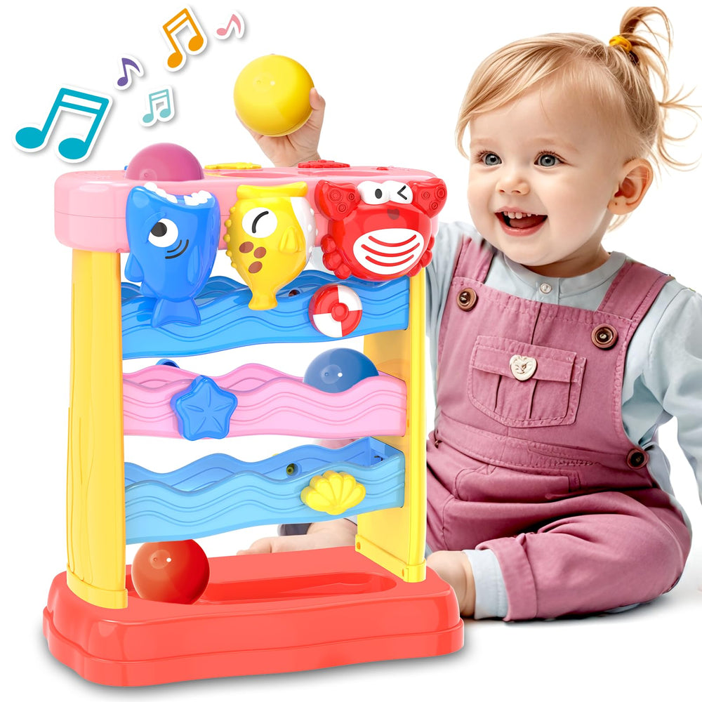 AuroTops Pound A Ball blue shark design engages toddlers with lights and sounds for sensory play