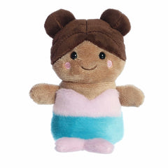 Aurora Ocean Mermaid Palm Pal plush with vibrant multicolor fur, ideal for cuddling and room decoration