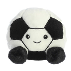 Aurora Striker 4-inch soccerball plush, ideal for cozy cuddles and play.