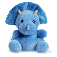 Aurora Palm Pals Tank Triceratops blue front view, cozy plush for imaginative play
