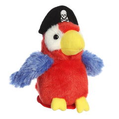 Aurora Swashbuckler Parrot magnet attachment keeps plush secure on outfits.