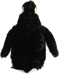 Aurora bean-filled penguin plush highlighting soft weight for gentle play.
