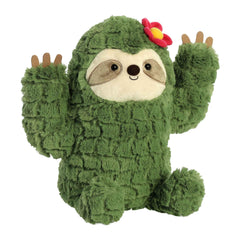 Aurora Cactus Sloth plush left profile with cactus-inspired design for display