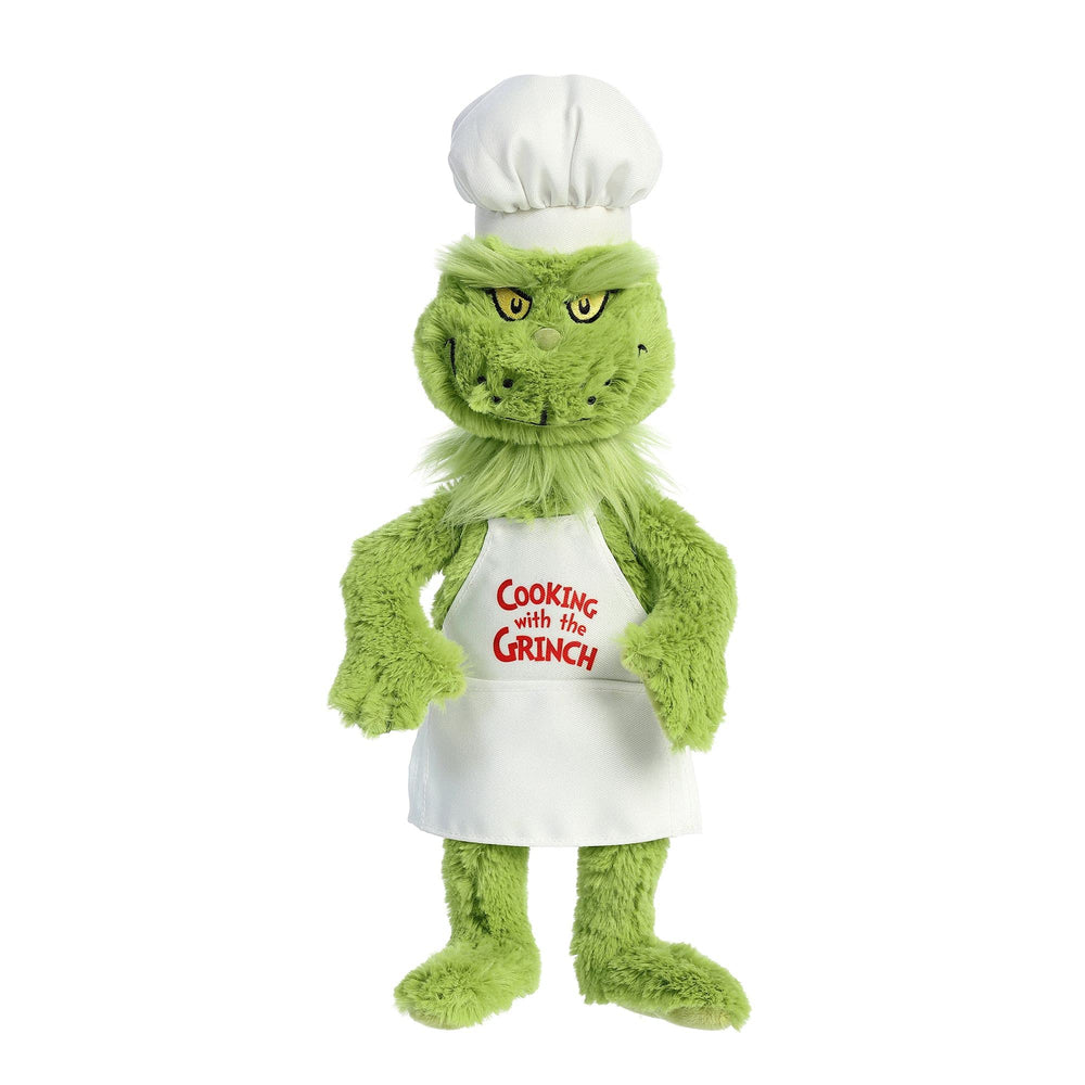 Soft, tactile material on Aurora Grinch plush suitable for all ages.