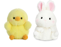 Aurora Chickadee Chick five-inch plush with soft fabric for gentle toddler play.