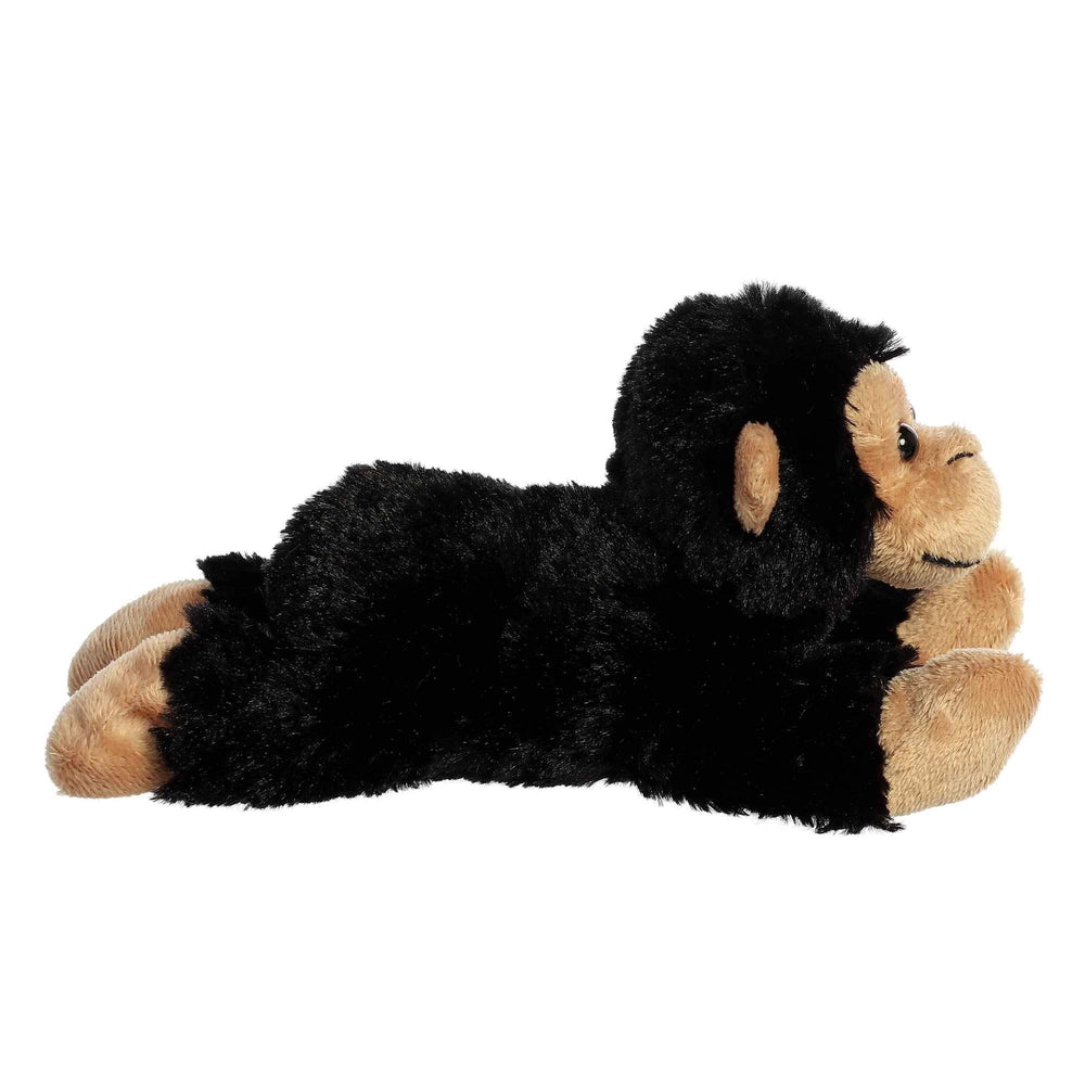 Aurora Cory Chimp Mini Flopsie highlights bean pellets for stable, kid-friendly play and seating.