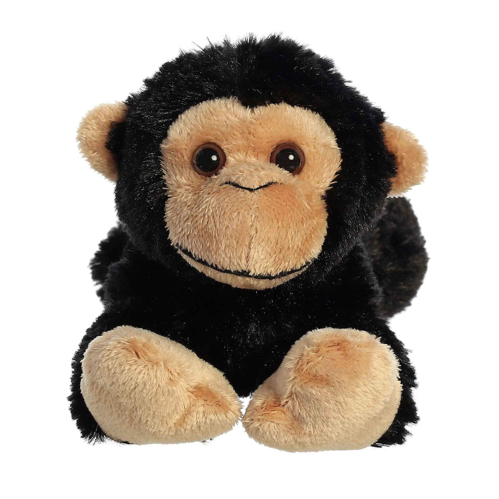 Aurora Cory Chimp Mini Flopsie with soft black fur invites cozy cuddling and comforting play moments.
