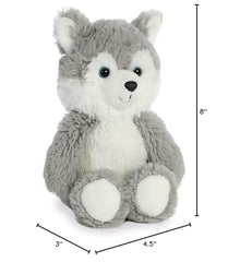 Aurora Cuddly Friends 8inch husky grey posed, compact desk buddy option.
