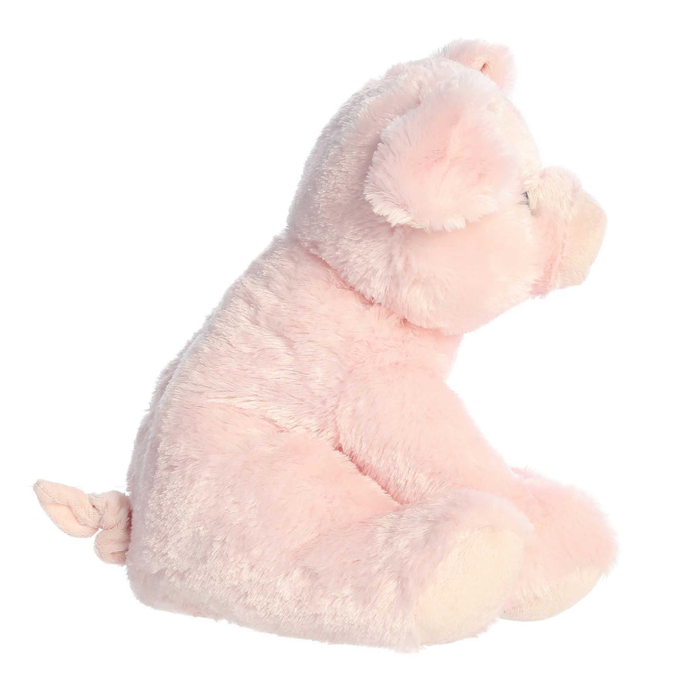 Aurora Cuddly Pig closeup shows premium stitching and fluffy texture.