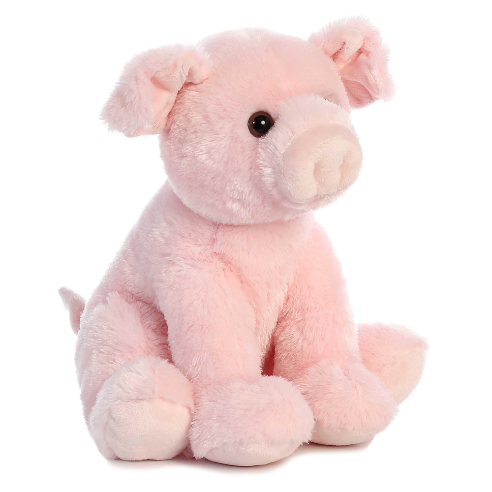 Aurora Cuddly Pig sits up on its own for display and storytelling.