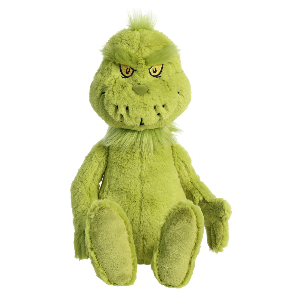 Aurora Dr Seuss Grinch plush 20-inch front view, soft emerald fur for cuddles