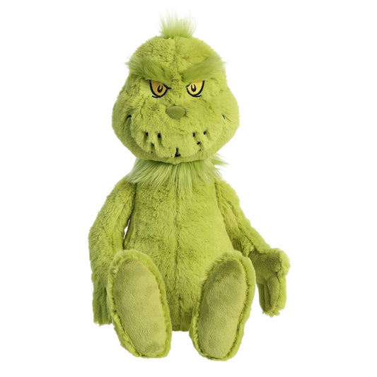 Aurora Dr Seuss Grinch plush 20-inch front view, soft emerald fur for cuddles