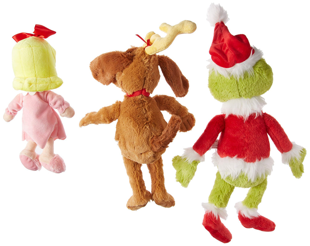 Aurora Grinch Santa 19-inch plush, vibrant multicolor for festive storytelling and display.