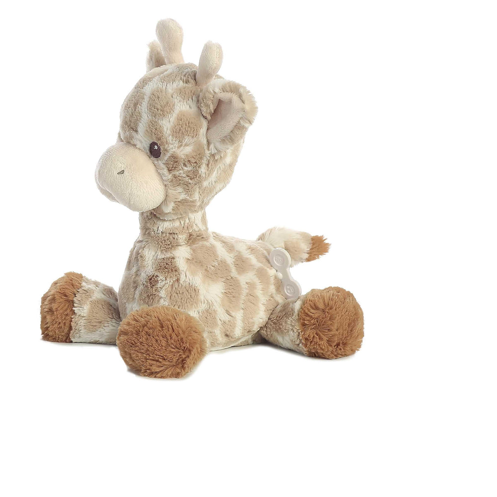 Aurora Ebba Loppy Giraffe Musical side view with soft, durable plush for safe baby play.