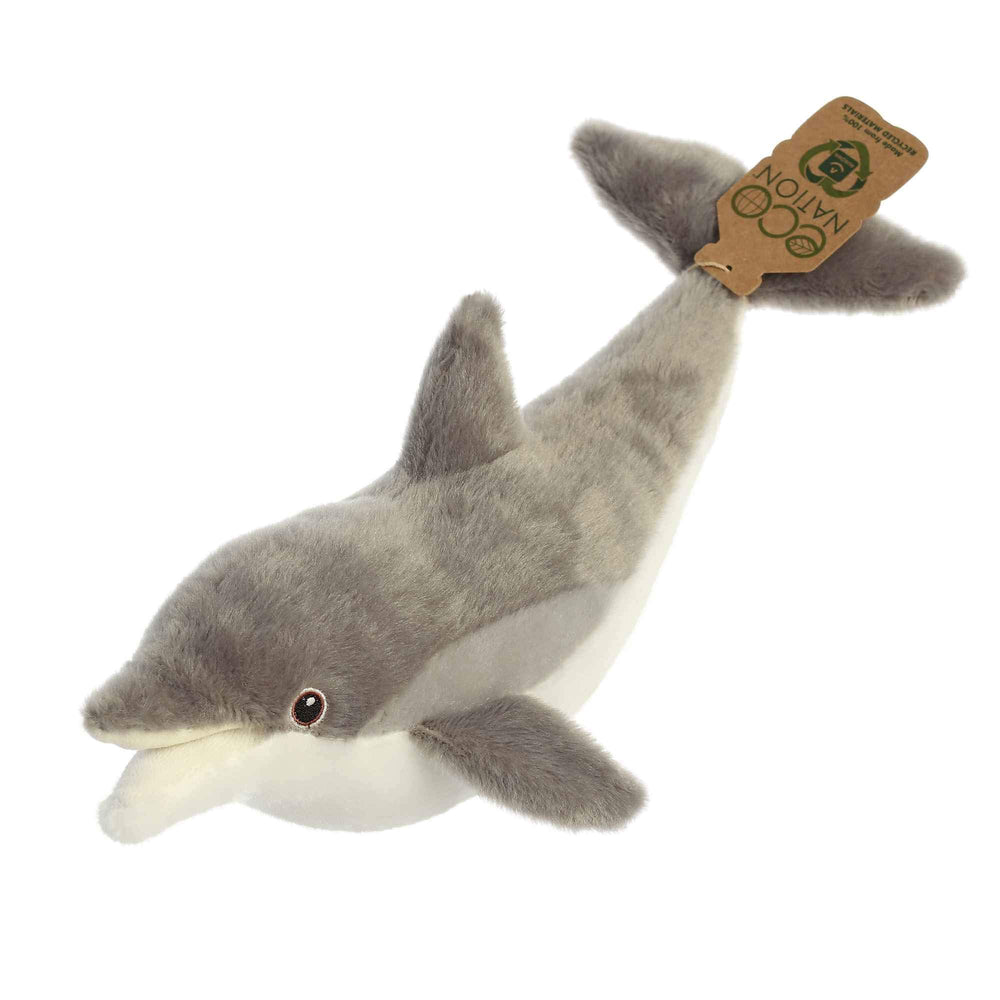 Aurora Eco Nation Dolphin with embroidered eyes for eco-friendly safety.