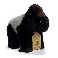 Aurora Eco Nation Silverback Gorilla plush shows soft fabric from recycled materials.