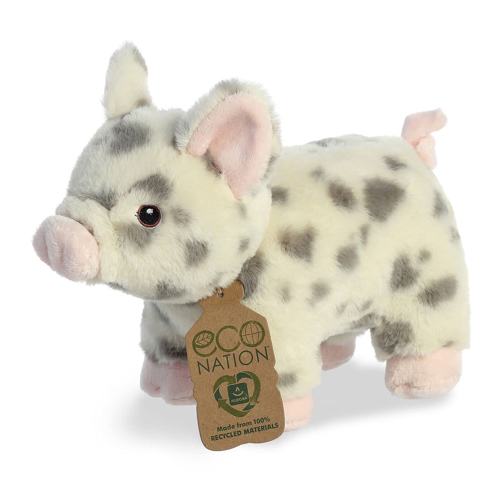 Aurora Eco Nation Spotted Pig with embroidered eyes for safe, durable cuddles