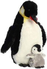 Aurora emperor penguin with baby plush, 11 inch, ideal for imaginative play and comforting companionship.