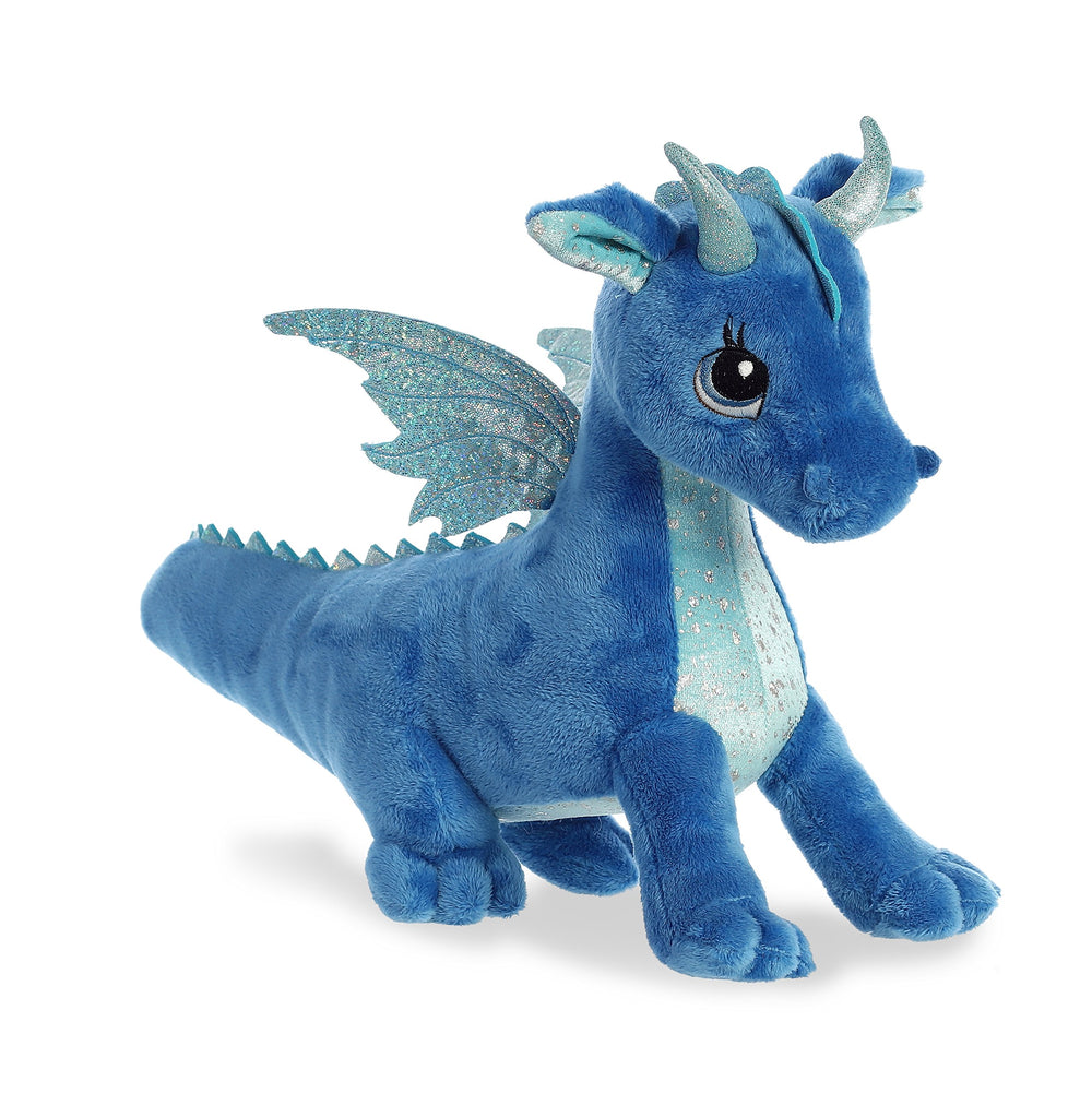 Aurora Indigo Dragon plush with sparkling wings for imaginative play.