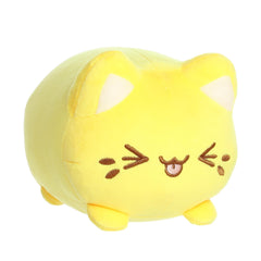 Aurora Meowchi front view lemon plush, bright room decor.