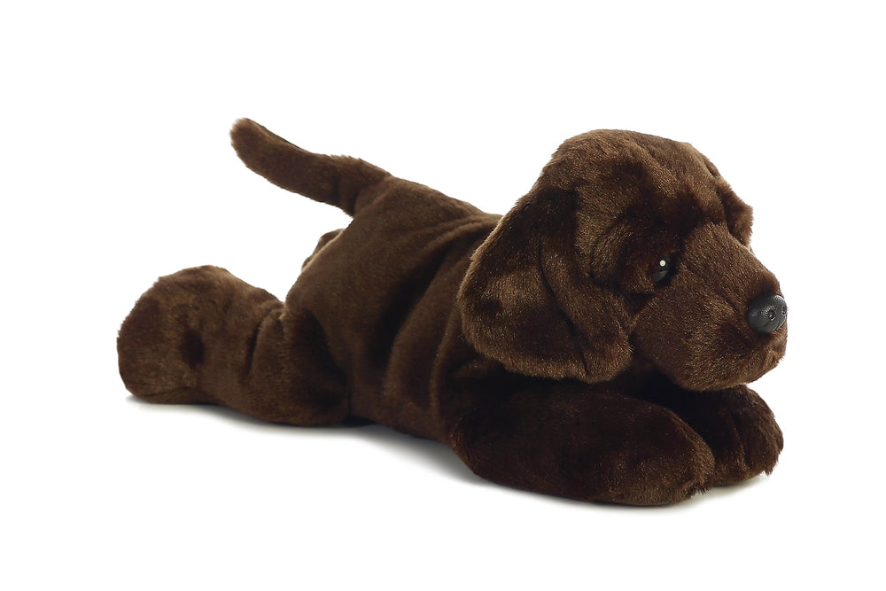 Aurora Flopsie Max Chocolate Lab plush front view for cuddling and play.